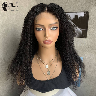 非洲爆炸头假发女长卷发混合发蕾丝头套4*4 curly blend lace wig