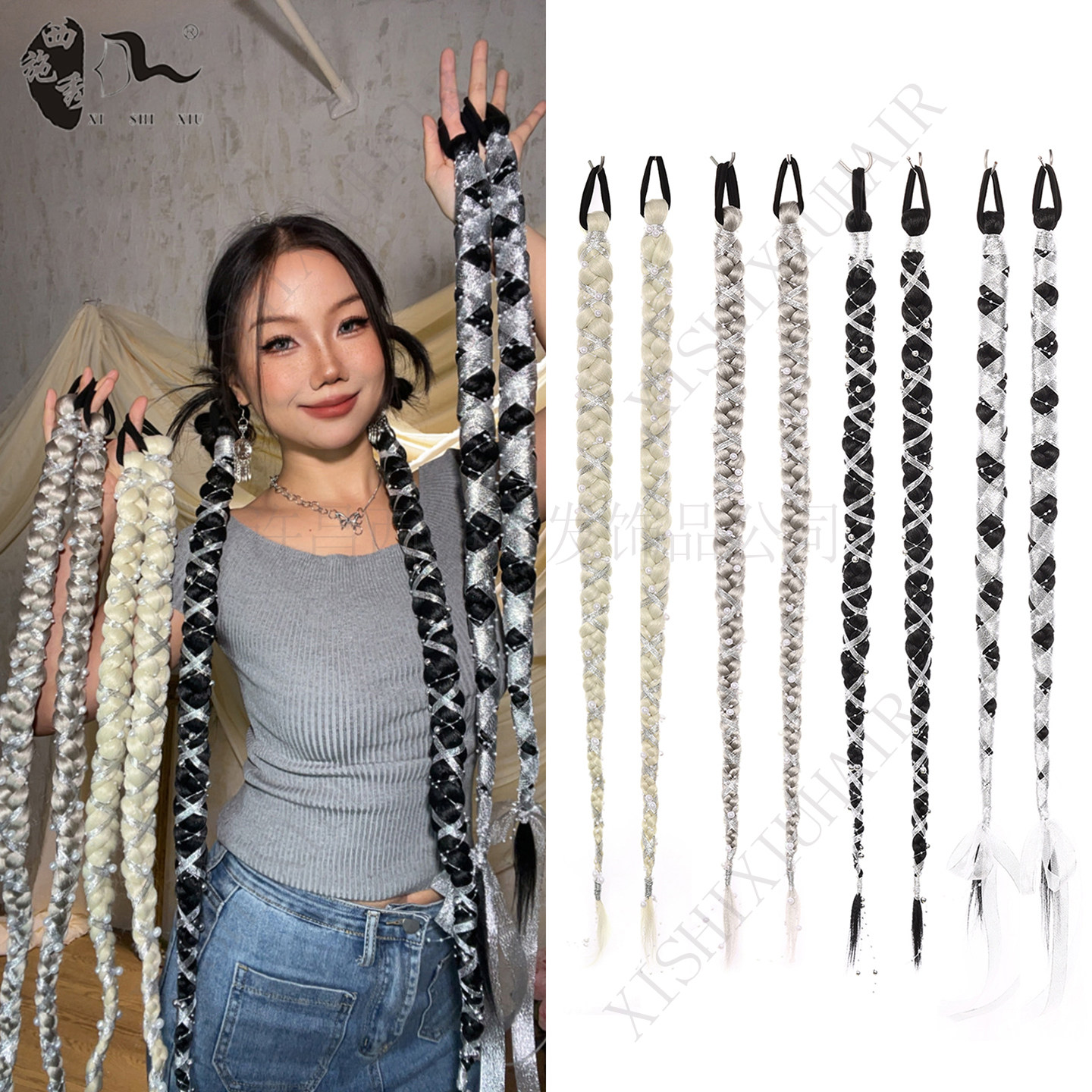 网红长款麻花辫三股辫辣妹假发
