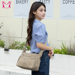 Mindesa斜挎包女通勤包大容量可放A4纸帆布尼龙包单肩包休闲布包