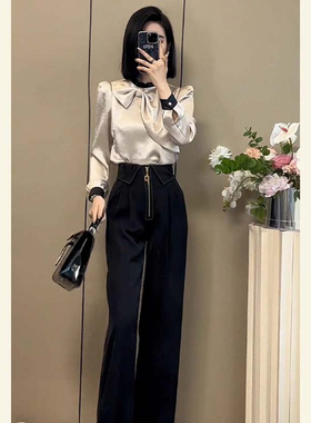 两件套】干练气质盐系炸街高级感小洋装重要场合衬衫套装裤D3600