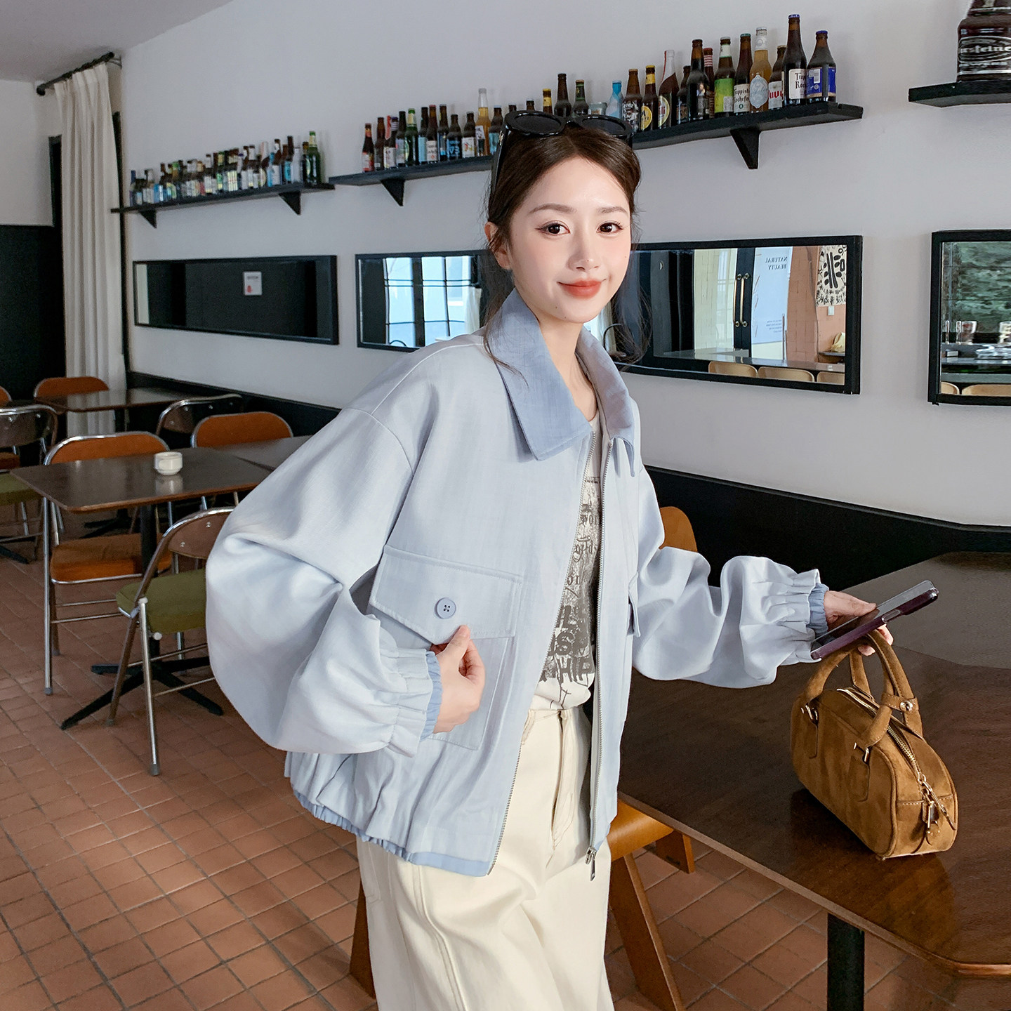 【新品】2026年春仿牛仔撞色设计短外套货号7701-P155-K248,女装短外套,2C302