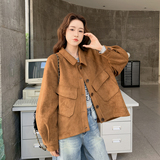 休闲咖色高级感咖色麂皮绒外套女春秋2025新款爆款巨好看夹克上衣，女装短外套，2C302
