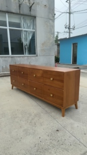 缅甸柚木斗柜卧室储物柜靠墙收纳柜边柜实木八斗柜