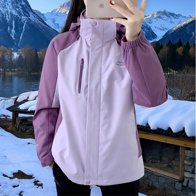 户外两件套冲锋衣大码宽松外套女