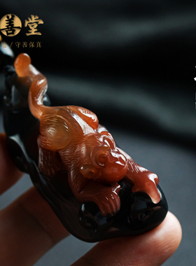 孤品【玛瑙·金猴献瑞】吊坠毛衣链锁骨项链高档生日礼物一物一证