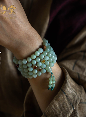 老料和田玉石念珠手链