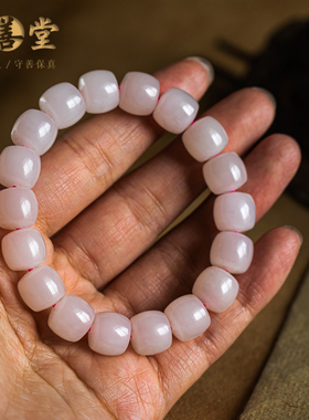 孤品【和田玉·福运绵长】高品质和田玉桶珠手串素圈礼  一物一证