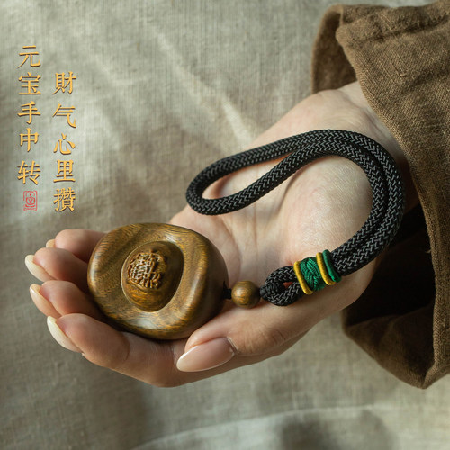 绿檀木把玩件男女随身纳福小挂饰