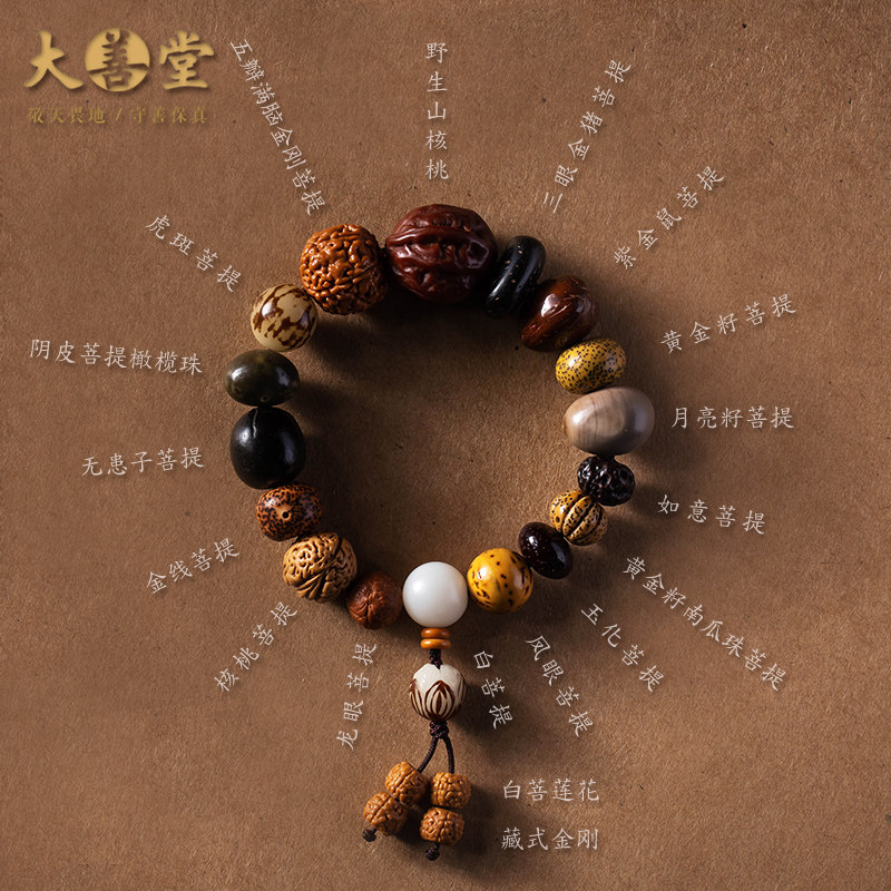 大善堂十八子籽手串男女文玩佛珠手链多宝金刚菩提子学生盘玩手串