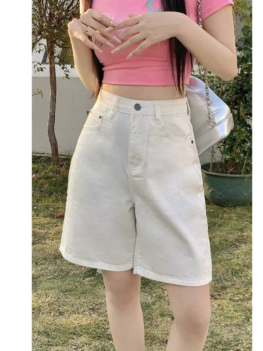 馨帮帮 复古牛仔五分休闲裤女夏季新款宽松修身显瘦慵懒休闲短裤
