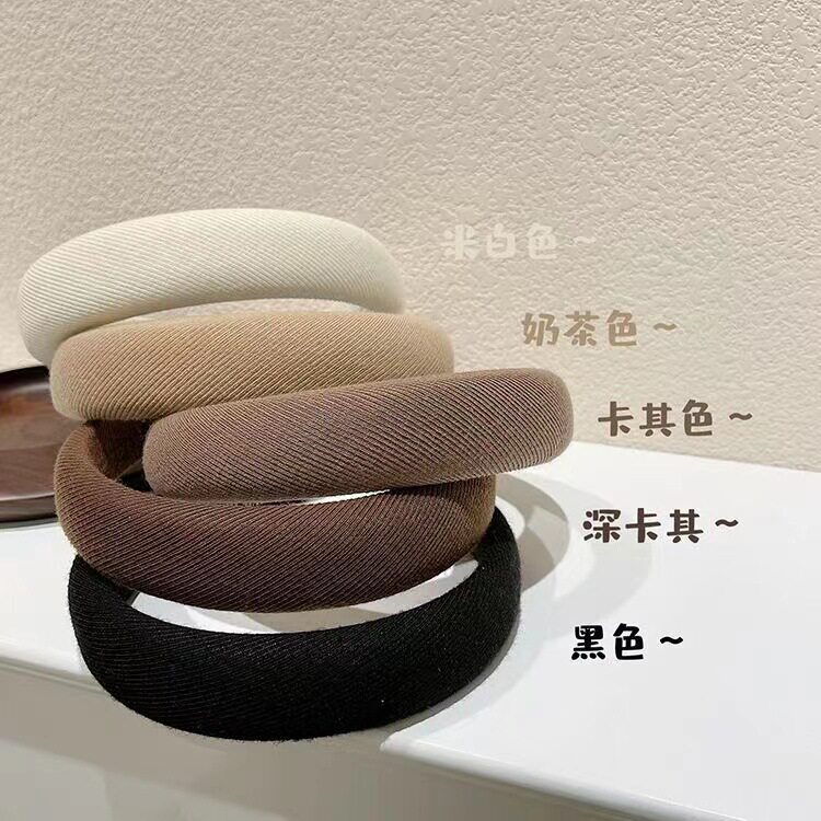 马卡龙色系发箍女批发高颅顶宽边海绵头箍纯色压发头饰百搭diy发