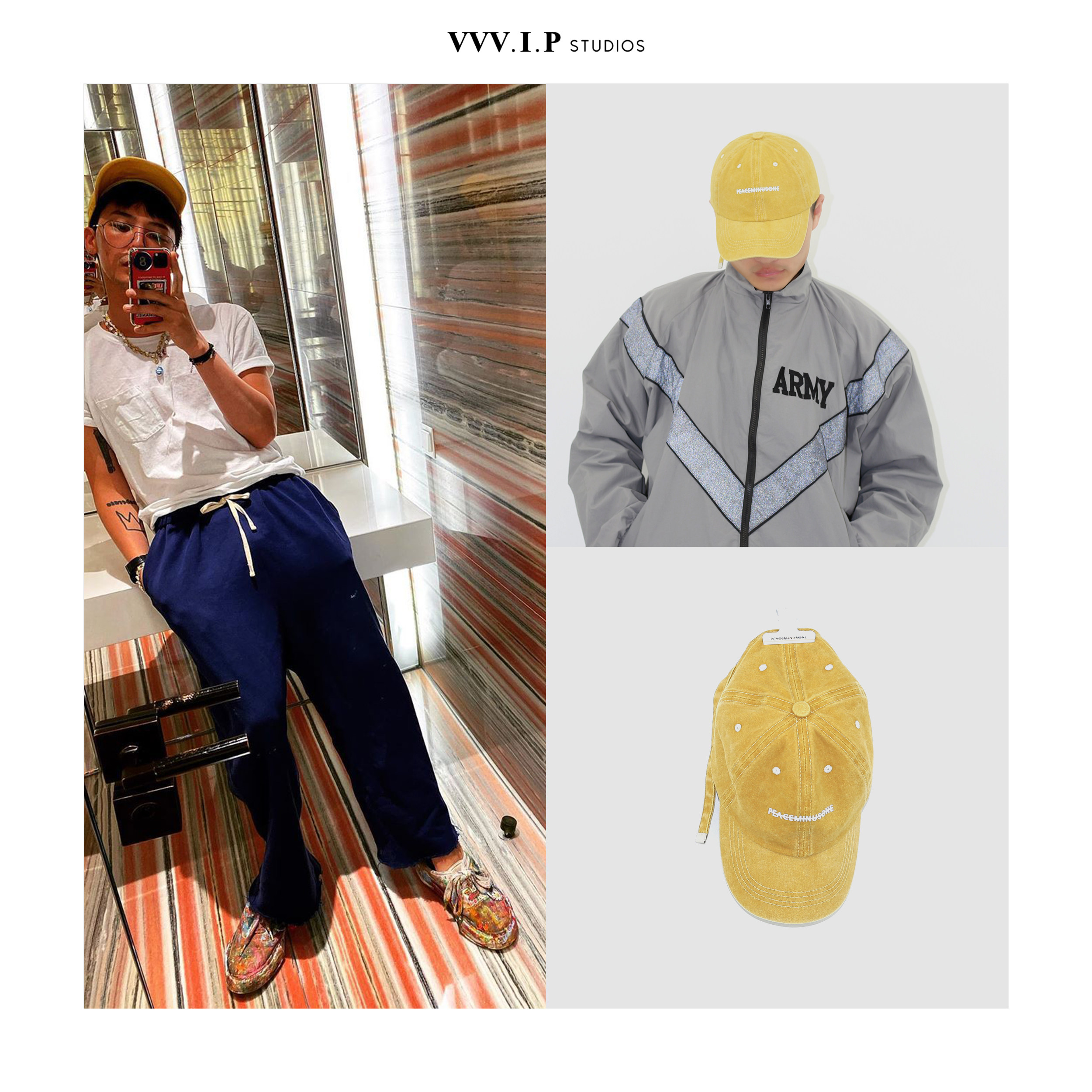 现货pmo做旧黄色3m反光字母权志龙gd同款ins男女情侣棒球鸭舌帽子