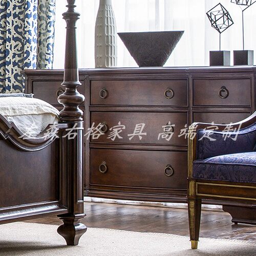 美式现代全实木卧室梳妆柜新款胡桃色梳妆柜收纳柜妆台妆镜高定制