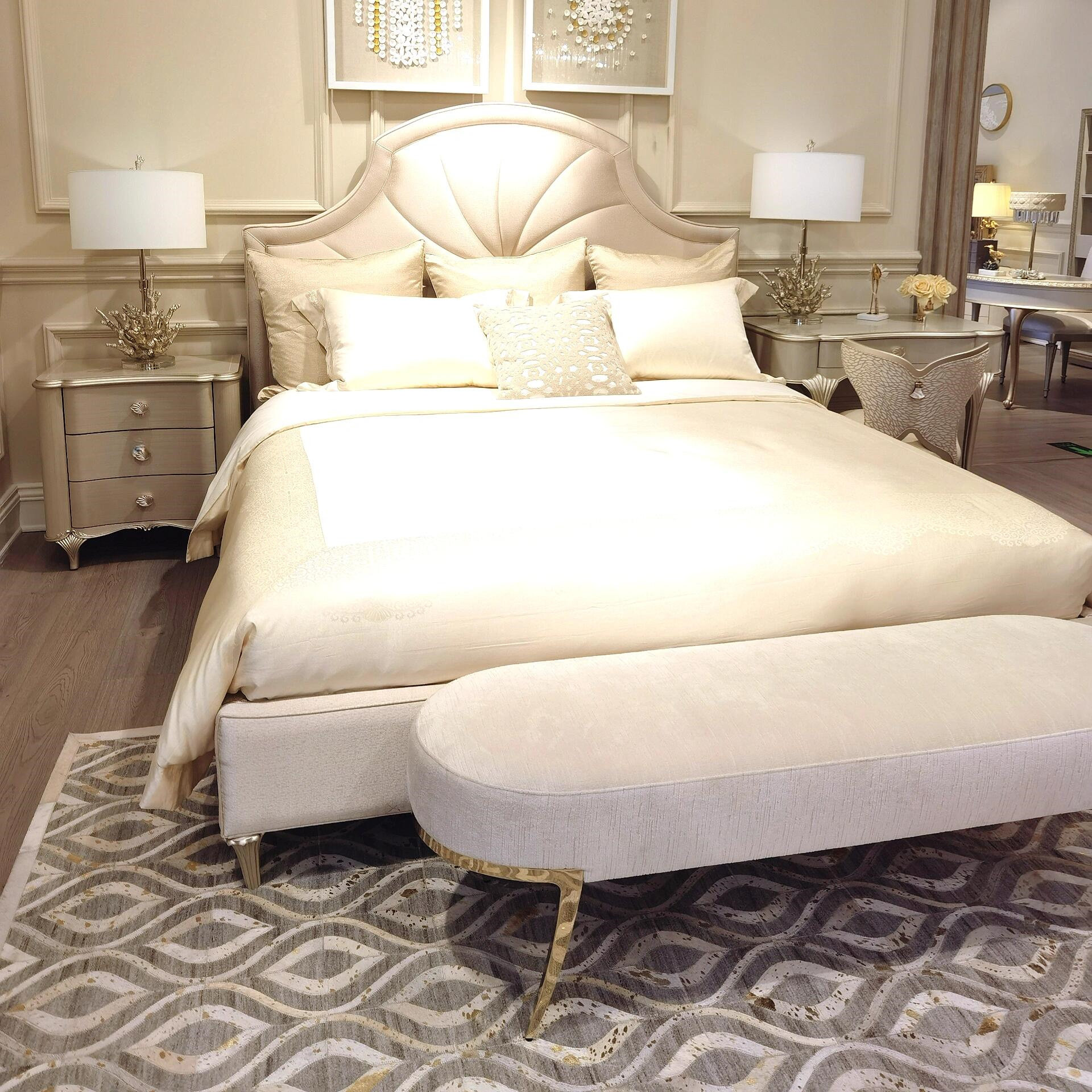 美式轻奢床布艺软包现代北欧风白色奶油床美克同款软包床主卧美家