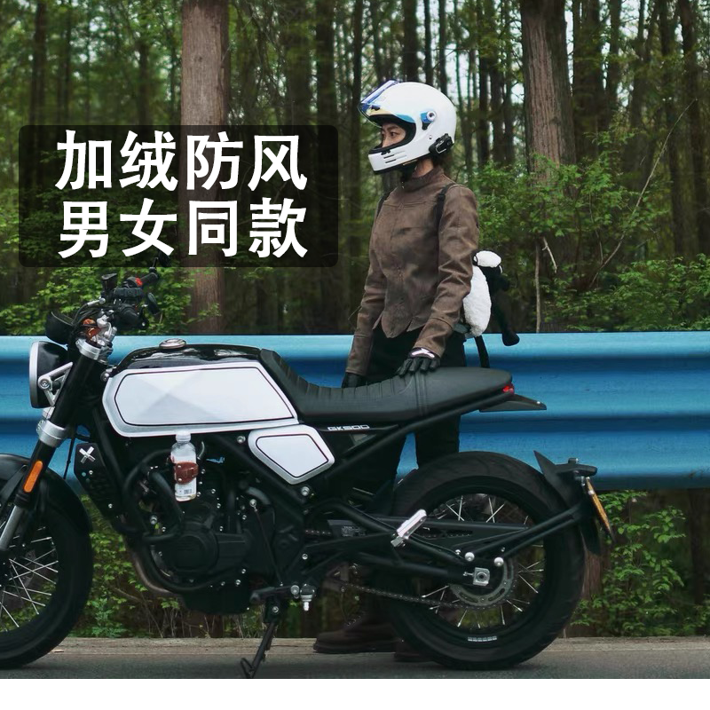 加绒修身骑行裤男女同款摩托车修身保暖摩旅防风 - 实物图