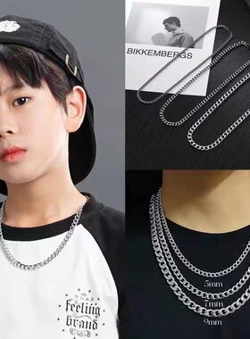 钛钢不掉色儿童项链素链简约百搭