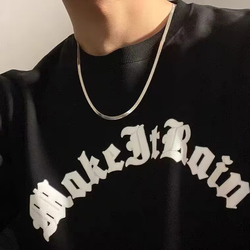钛钢不褪色蛇骨链刀片链扁项链