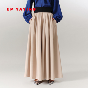 2025新款 缎面垂感休闲裤 6450A 高腰宽松阔腿裙裤 EP雅莹蓝标系列