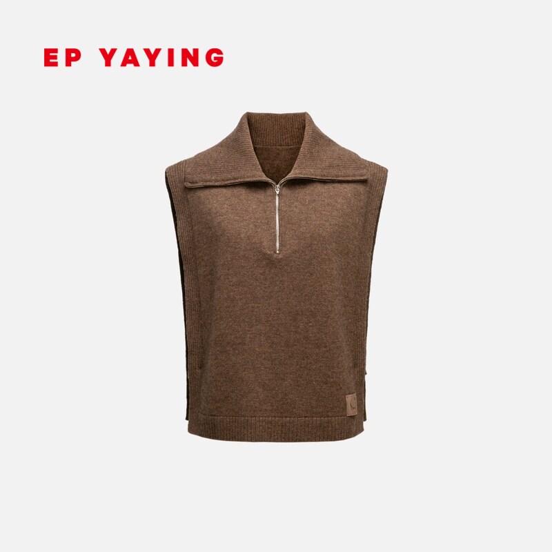 EP YAYING雅莹女装 牦牛绒POLO领针织背心马甲 2023秋冬新款W802A