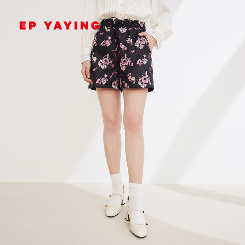 [当代国风·龙年限定]EP雅莹2024早春新品 牡丹提花短裤 6202A