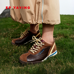 25秋冬新品 休闲平底阿甘运动鞋 XP02A 撞色薄底德训鞋 EP雅莹女鞋