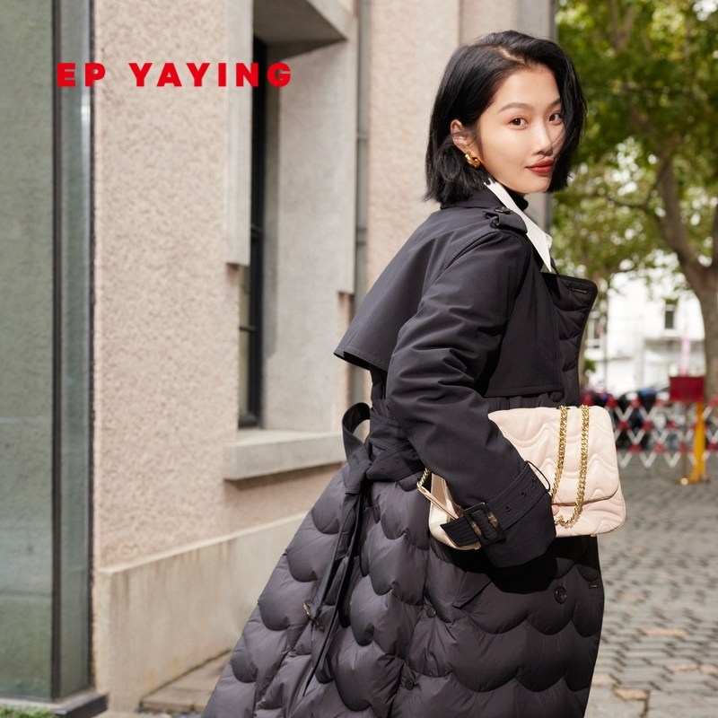 ep雅莹女装 黑科技三防松花江白鹅绒风衣羽绒服 商场同款y702a
