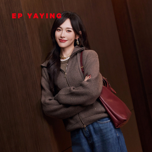 针织开衫 EP雅莹2025冬装 休闲半高领羊绒衫 女装 外套9102A 新款