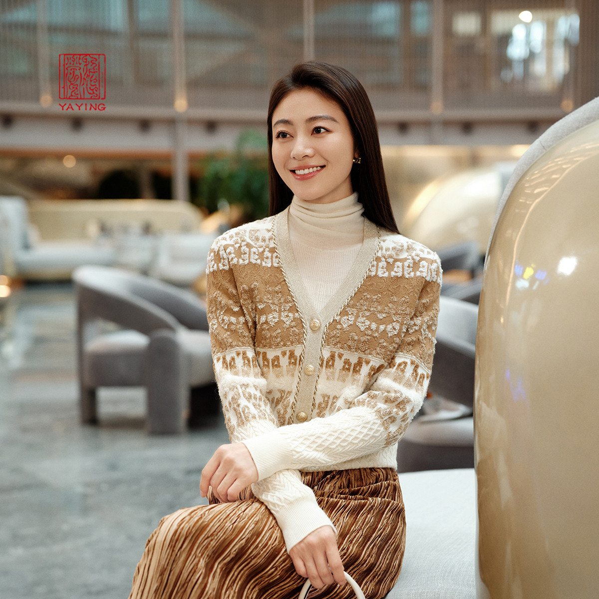 EP雅莹丝羊毛V领针织开衫