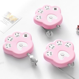 可爱卡通插线板带长线家用儿童卧室插座带USB充电插排宿舍拖线板