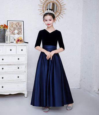 演出服女孩丝绒公主长袖工厂直销