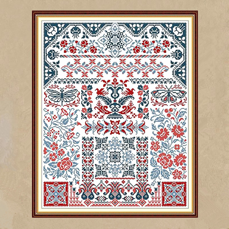 印花十字绣材料包漂亮的民族花纹图腾全针无勾边简单diy刺绣高ct