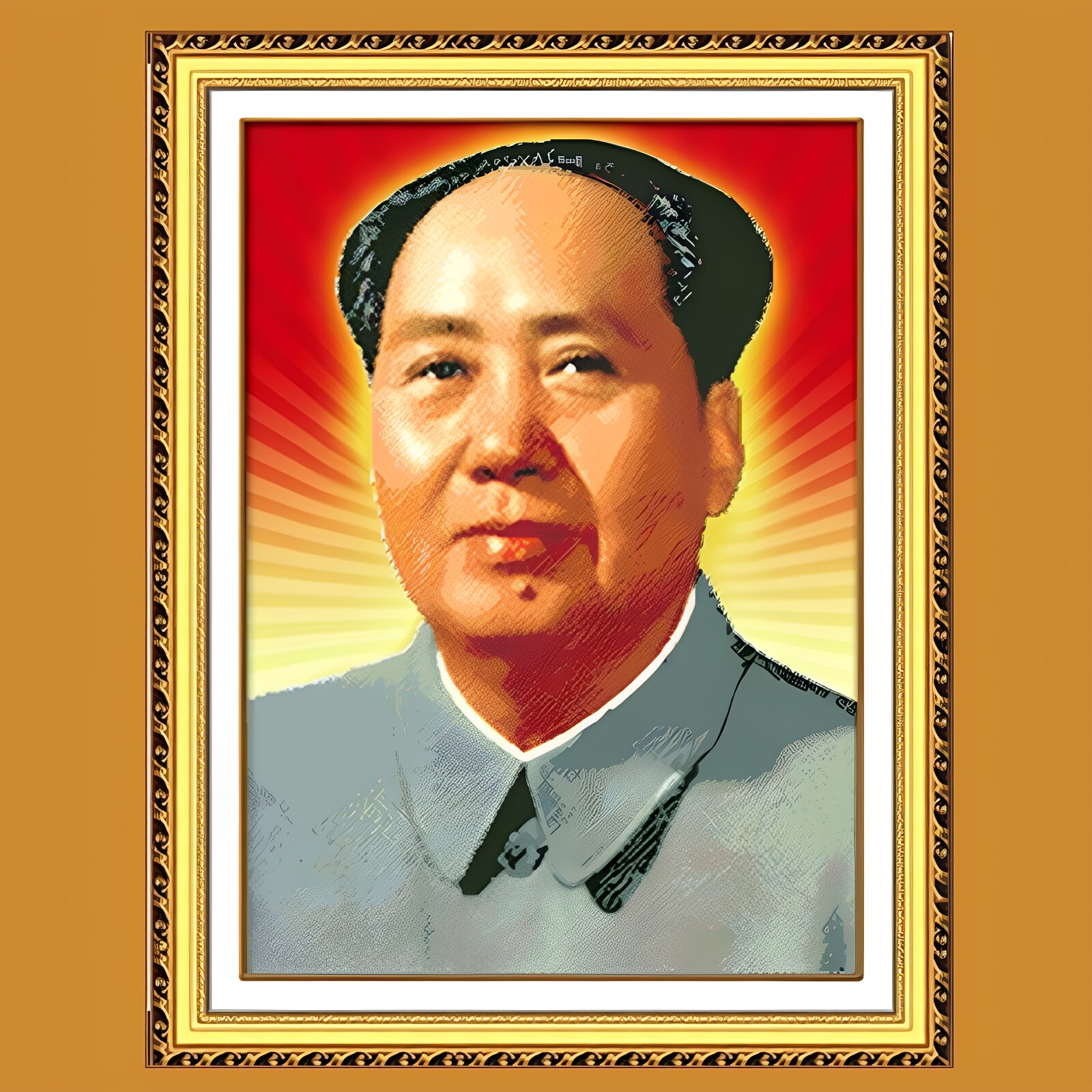 5D背景不绣十字绣毛主席像头像