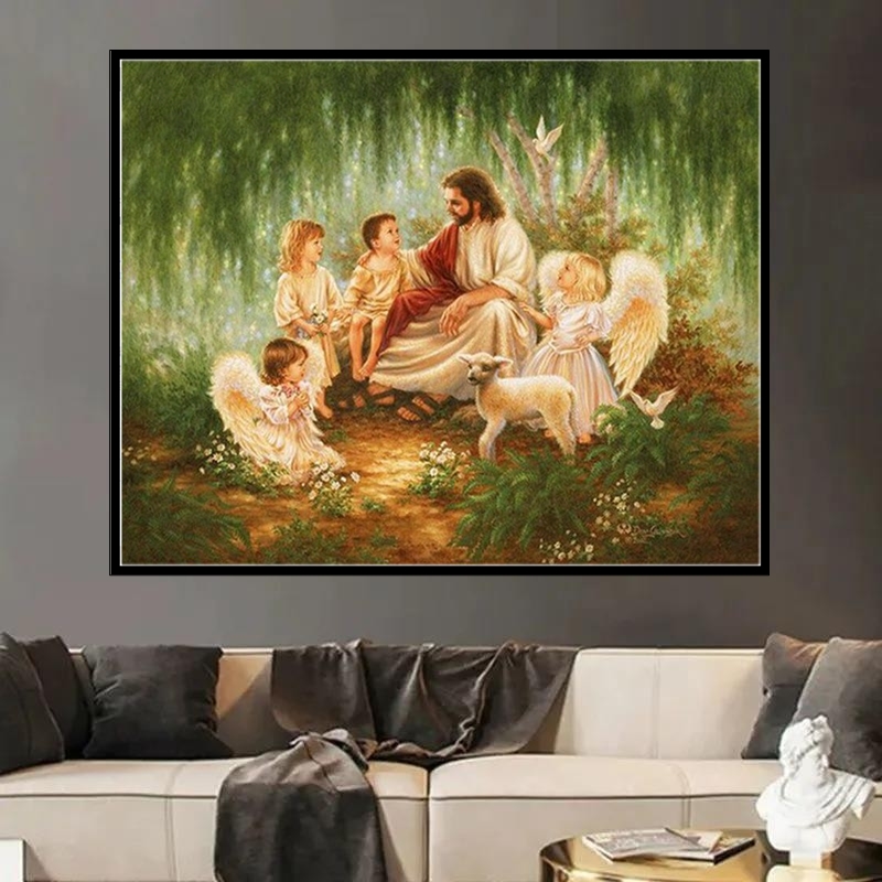 自己手工和小天使们钻石画满钻油画欧式人物2025新款天使