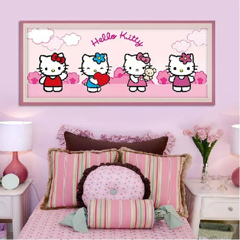 自己做手工可爱KT猫乐园儿童钻石画HelloKitty猫咪卡通十字绣新款