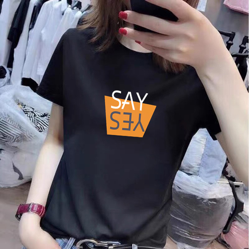 Official picture real price no reduction letter short sleeve T-shirt for women