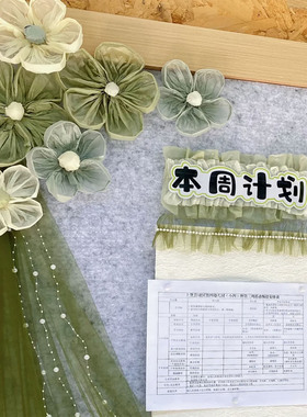 雪梨纸班级主题黑板报边框布置幼儿园环创教室墙面装饰材料绿色系