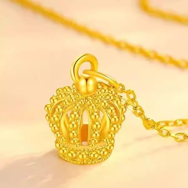 精致设计镂空皇冠金包银吊坠女王小众项链镂空浪漫送女友挂坠礼物