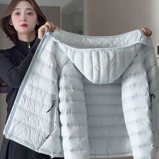 2025新款内胆白鸭绒保暖灰色轻薄排骨羽绒服女款冬季加绒加厚外套