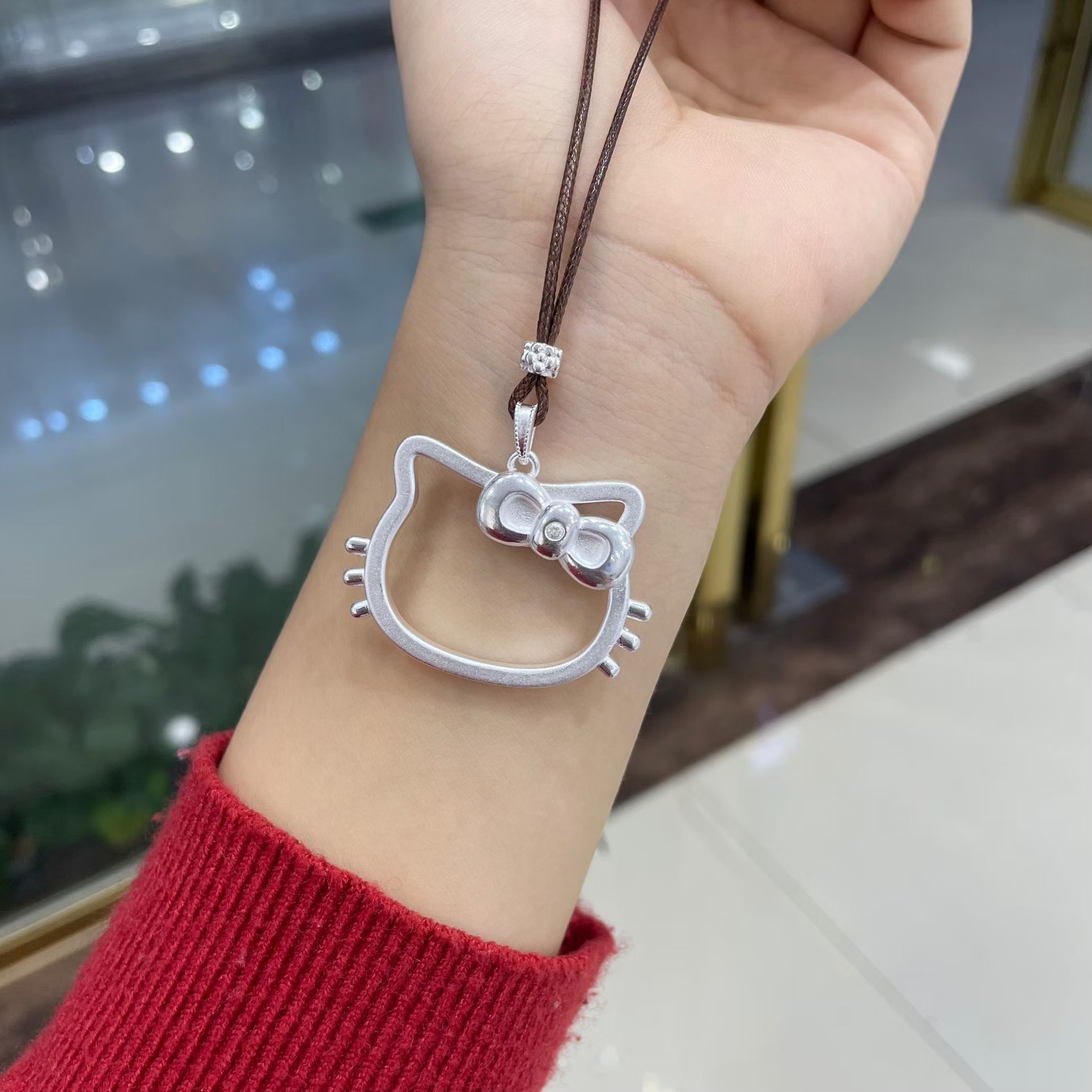 可爱女生999纯银项链凯蒂猫吊坠