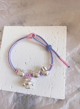 手工编织手绳手绳足银可爱女孩