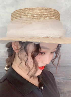 【秒杀不退不换】2020春季新款百搭珍珠网纱帽子-2077-880