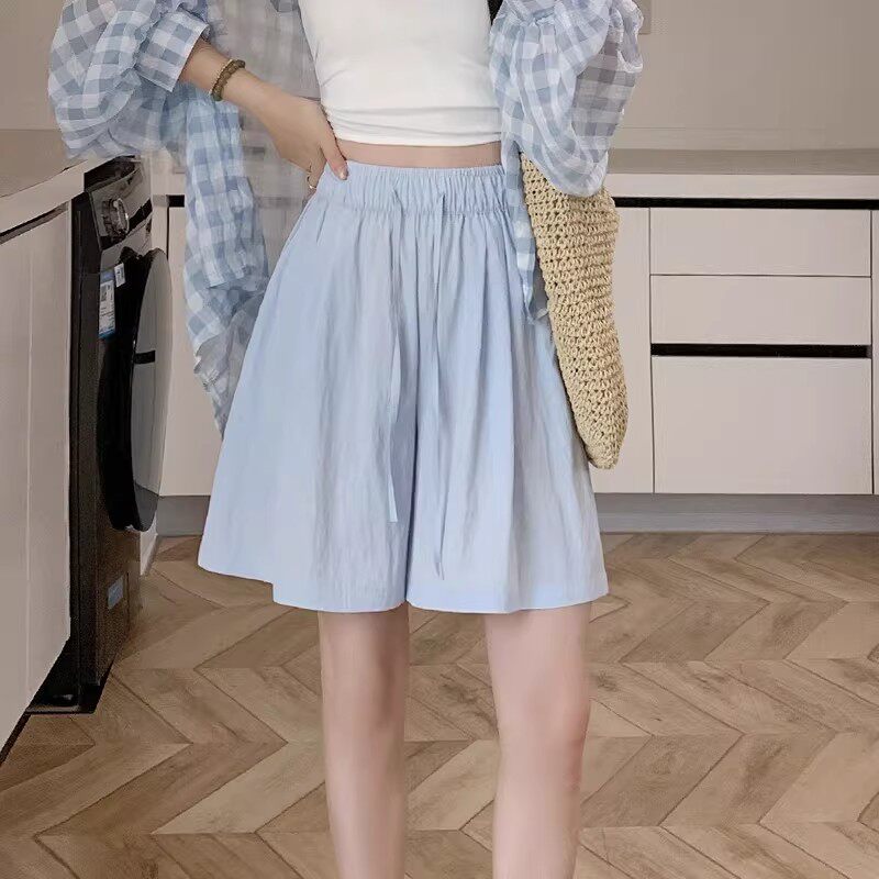 高腰山本风阔腿短裤女夏薄款宽松显瘦休闲运动裤小个子大码冰丝