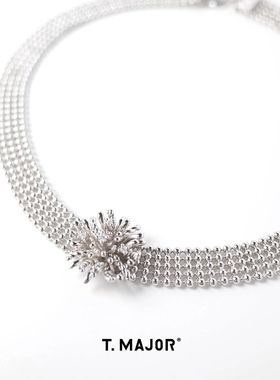T.MAJOR铜镀白金短项链宽版
