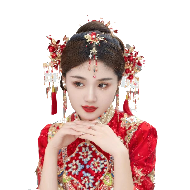 中式婚礼发饰古风眉心坠新娘