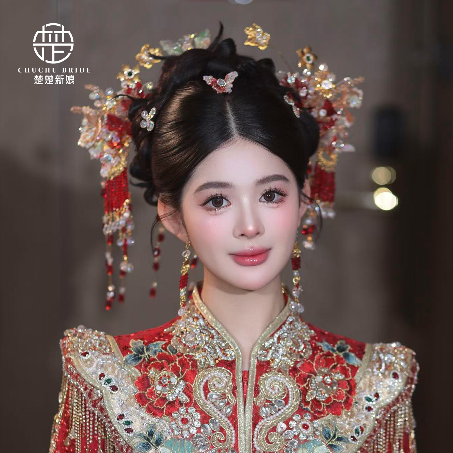 秀禾头饰中式婚礼新中式新娘头饰秀禾服配饰龙凤褂简单大气头饰