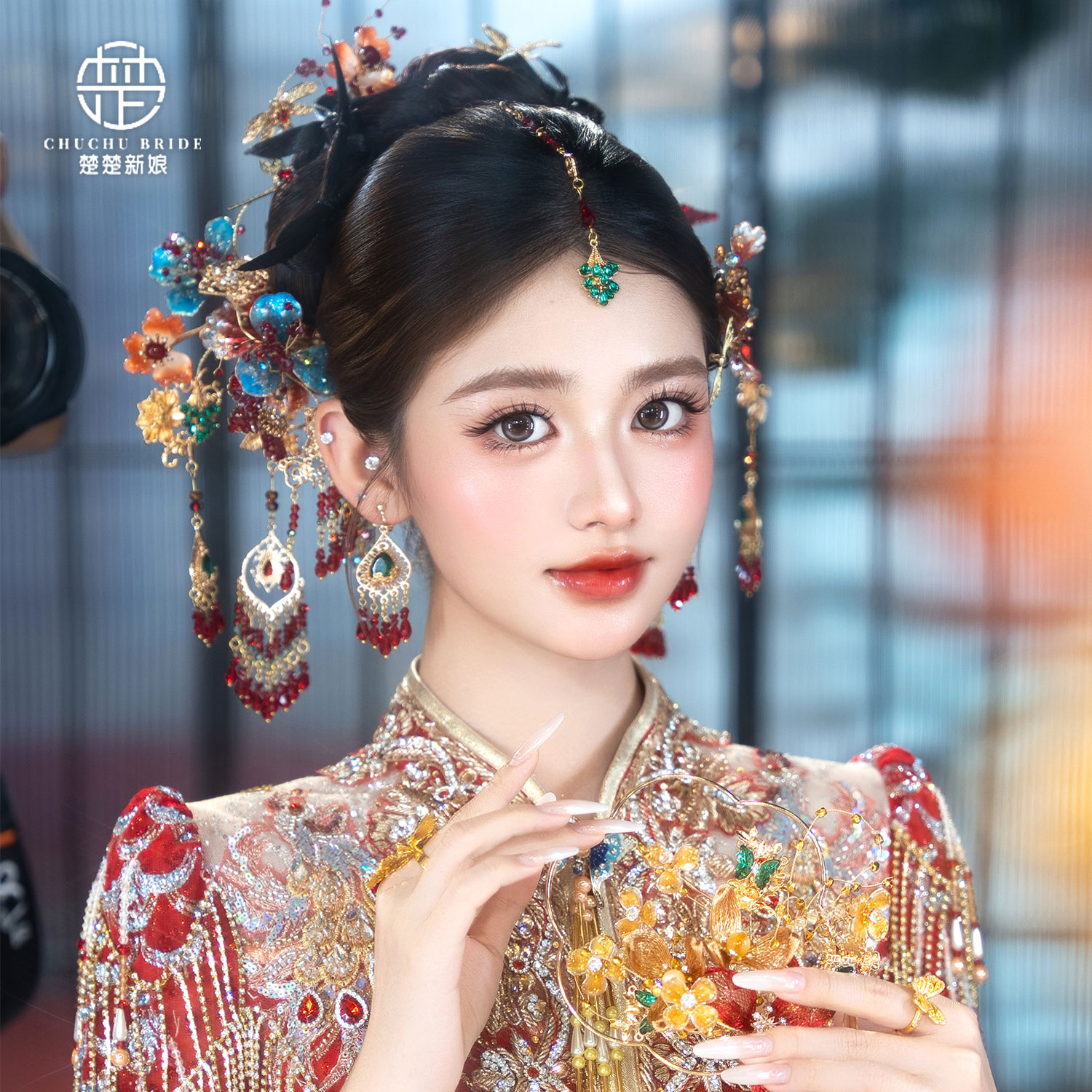 新中式秀禾新娘流苏步摇发饰图片