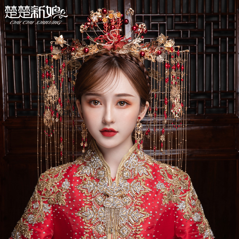 新娘秀禾头饰2020新款古装中式大气霸气夸张结婚圆
