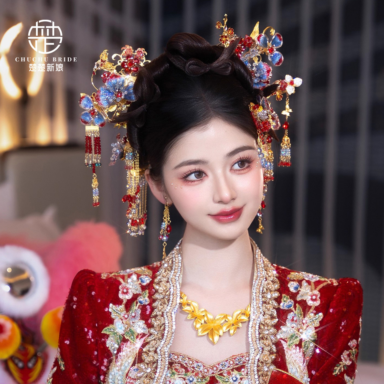 新款中式婚礼手工水晶簪子汉服发饰复古秀禾新娘传统古装头饰品
