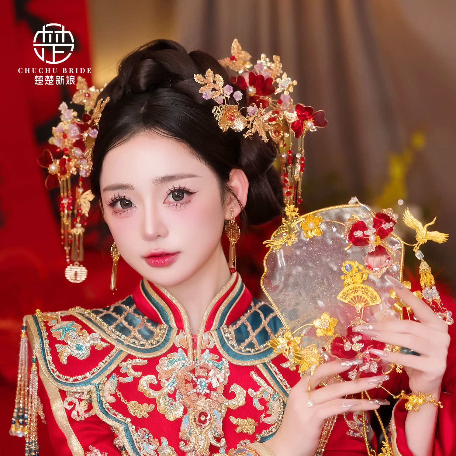 马面裙旗袍水晶步摇结婚发饰