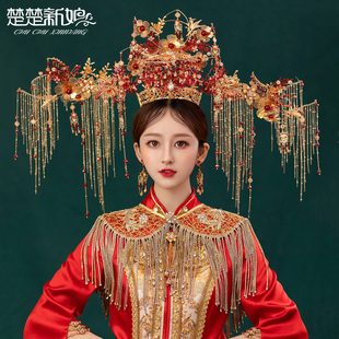 秀禾头饰新娘2020新款 大气高端奢华可拆卸大凤冠新娘显脸小 中式
